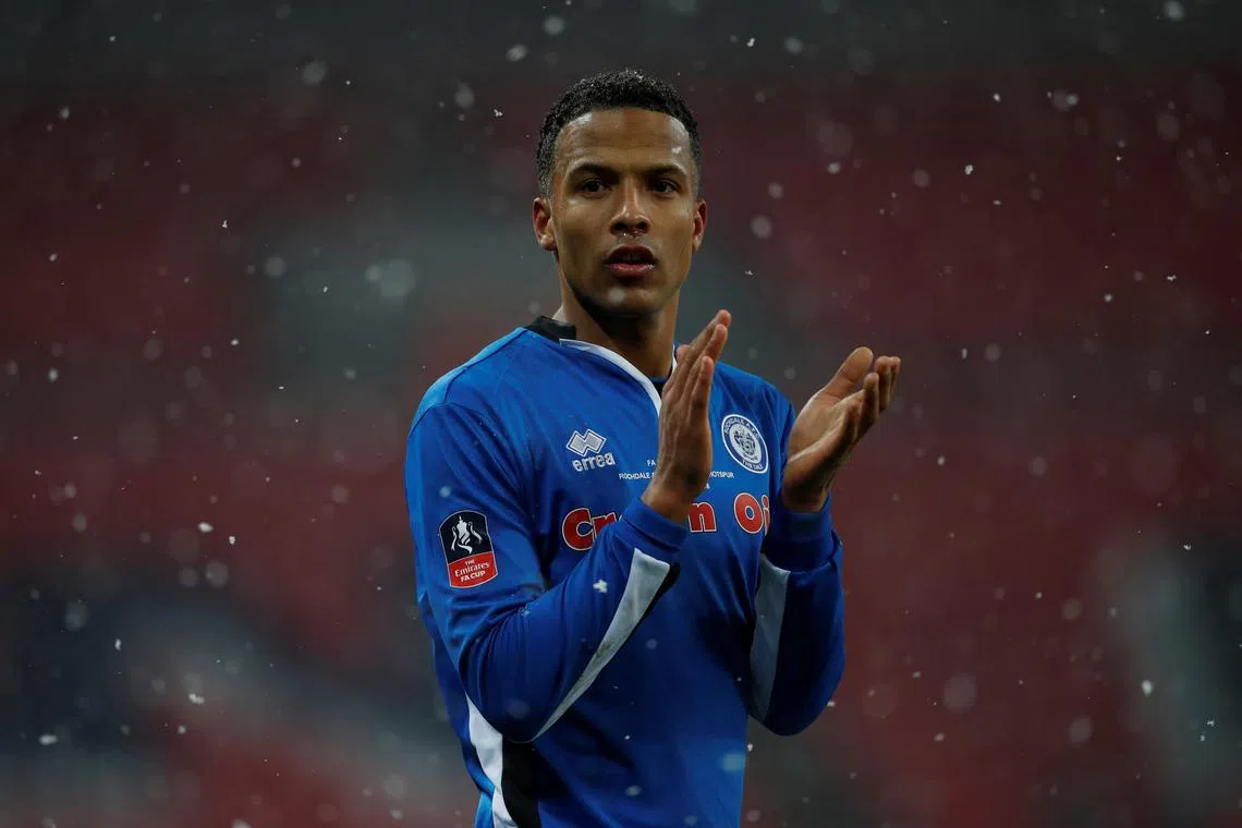 FILE PHOTO: Soccer Football - FA Cup Fifth Round Replay - Tottenham Hotspur vs Rochdale - Wembley Stadium, London, Britain - February 28, 2018 Rochdale's Joe Thompson applauds fans after the match REUTERS/Eddie Keogh/File Photo