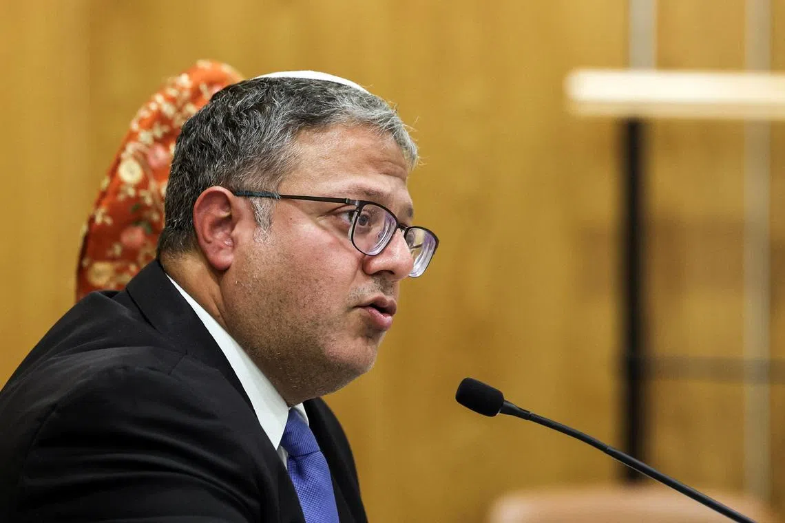 Israeli National Security Minister Itamar Ben-Gvir attends his party faction meeting at the Knesset, Israel's parliament, in Jerusalem June 3, 2024 REUTERS/Ronen Zvulun