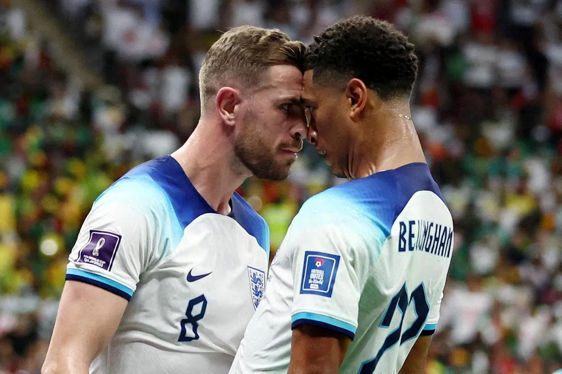 Jordan Henderson (left) and Jude Bellingham have been vital in midfield for England at the Qatar World Cup.