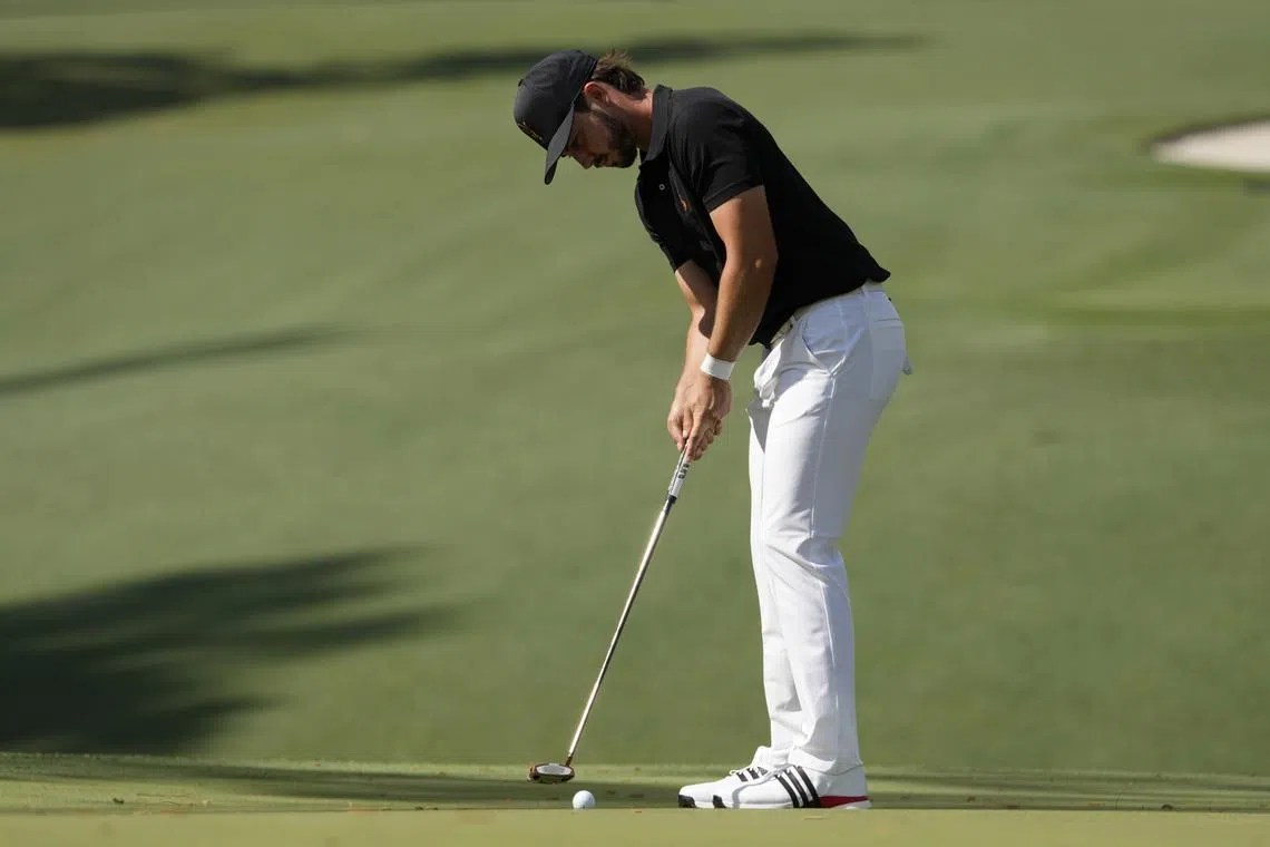FILE PHOTO: Apr 11, 2025; Augusta, Georgia, USA;  Jose Luis Ballester putts on the tenth green during the second round of the Masters Tournament at Augusta National Golf Club. Mandatory Credit: Michael Madrid-Imagn Images/File Photo