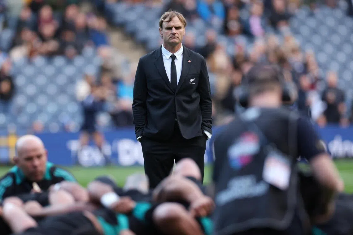 New Zealand coach Scott Robertson before the match against Scotland in November 2025. He was sacked on Jan 15, 2026.