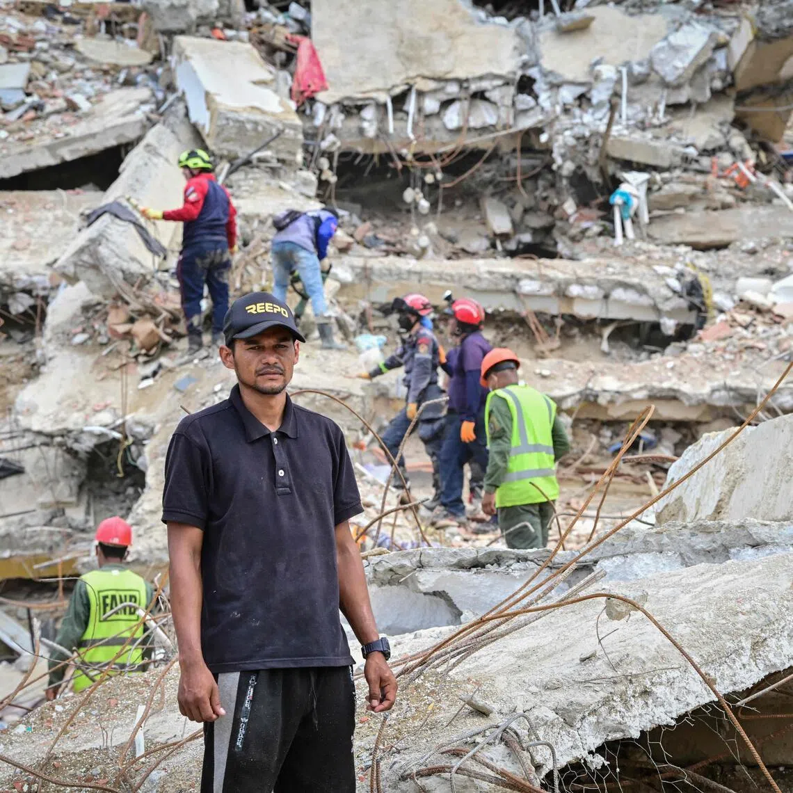 Miguel Baez, a volunteer rescuer, still returns to the mangled pile of concrete and metal, joining other volunteers in the grueling, dangerous search for victims.