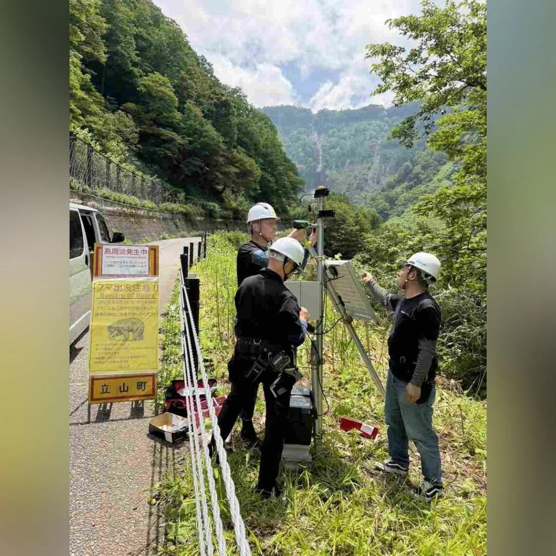 Among measures being rolled out are building fences and setting up devices that emit high-pitched sounds (pictured), which deter bears.