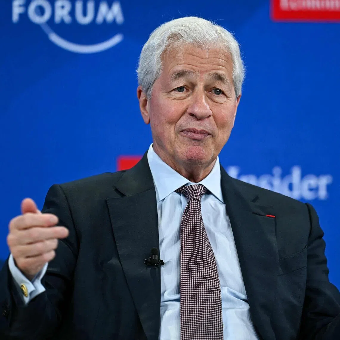 JPMorgan Chase chairman and CEO Jamie Dimon speaking at the World Economic Forum in Davos, Switzerland, on Jan 21.
