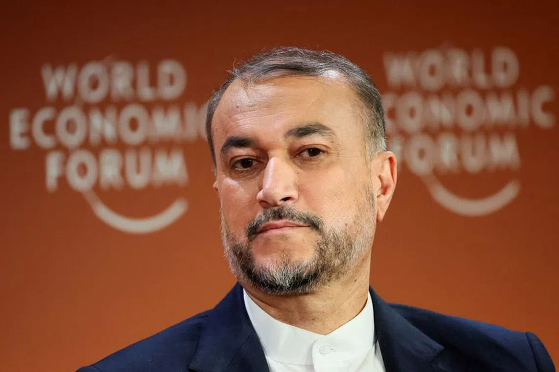 FILE PHOTO: Iranian Foreign Minister Hossein Amir-Abdollahian attends the 54th annual meeting of the World Economic Forum, in Davos, Switzerland, January 17, 2024. REUTERS/Denis Balibouse/File Photo
