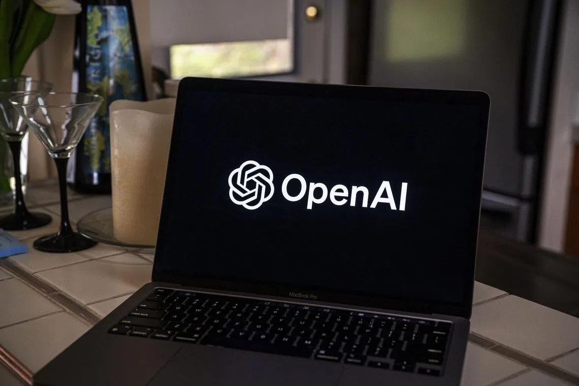 The Open AI logo on a laptop arranged in Crockett, California, US, on Friday, Dec. 29, 2023. Microsoft has invested some $13 billion in OpenAI and integrated its products into its core businesses, quickly becoming the undisputed leader of AI among big tech firms. Photographer: David Paul Morris/Bloomberg