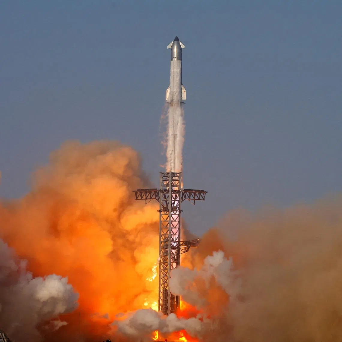 The biggest and most powerful launch vehicle ever built lifted off around 6.36 pm (Singapore time 7.36am) from the company’s Starbase facility on May 27.