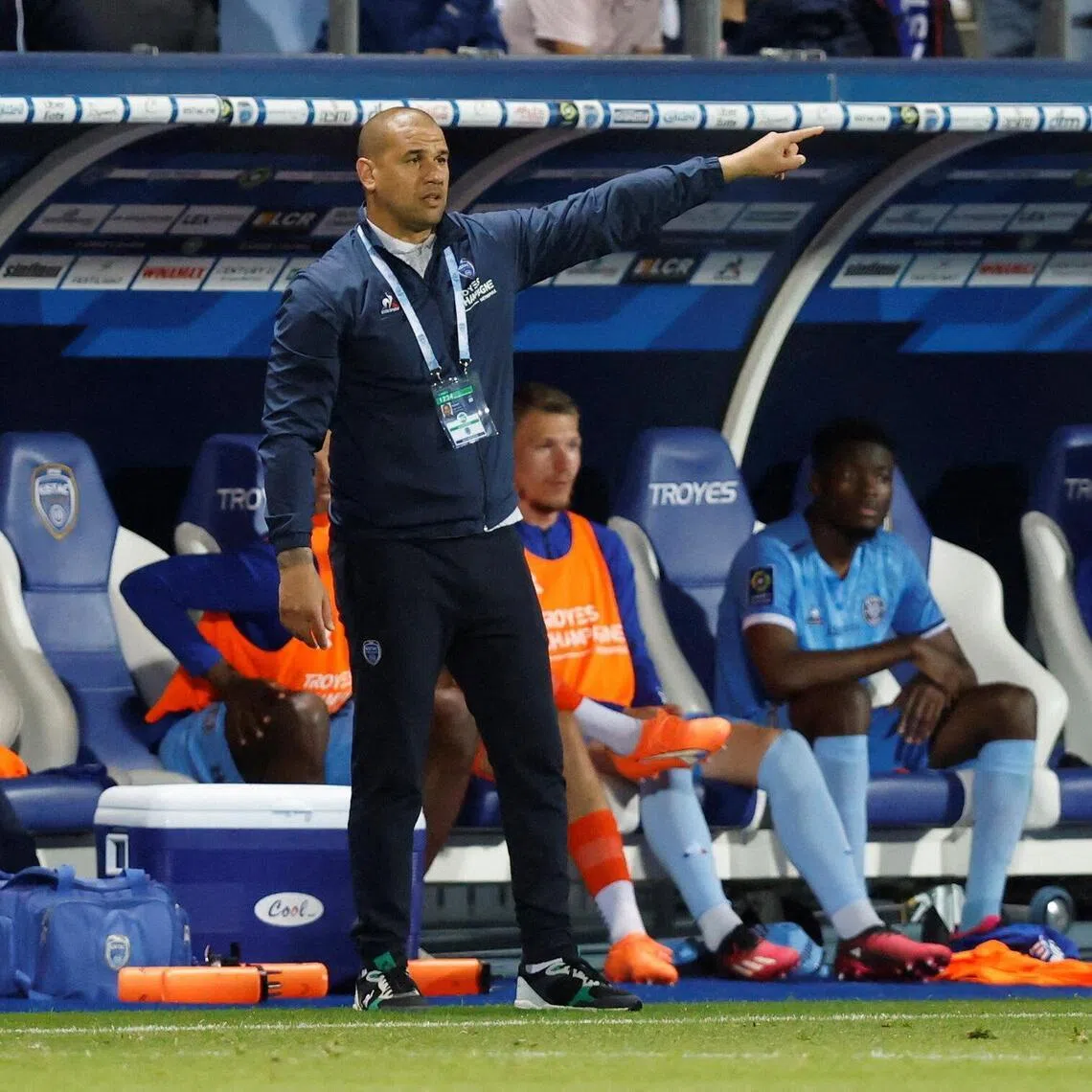 Then 
Troyes coach Patrick Kisnorbo in the French Ligue 1 game against Paris St-Germain at Stade de l'Aube in Troyes on May 7, 2023.