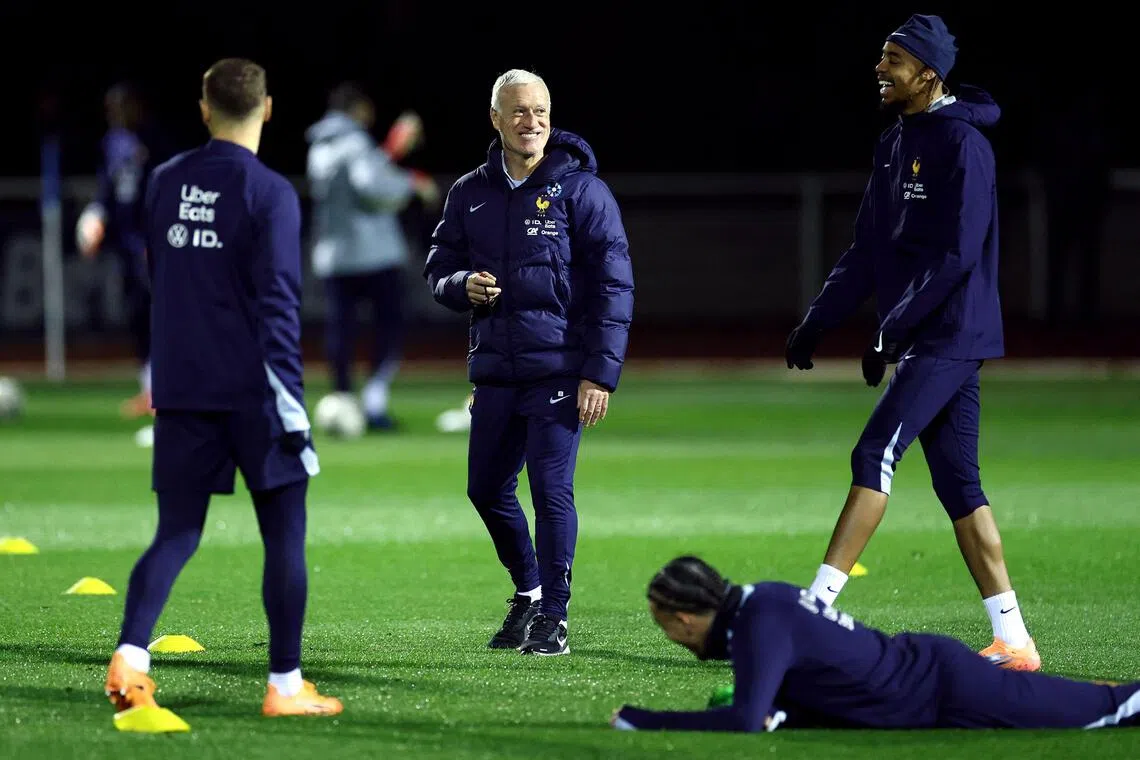 France coach Didier Deschamps during a training session on Nov 11.
