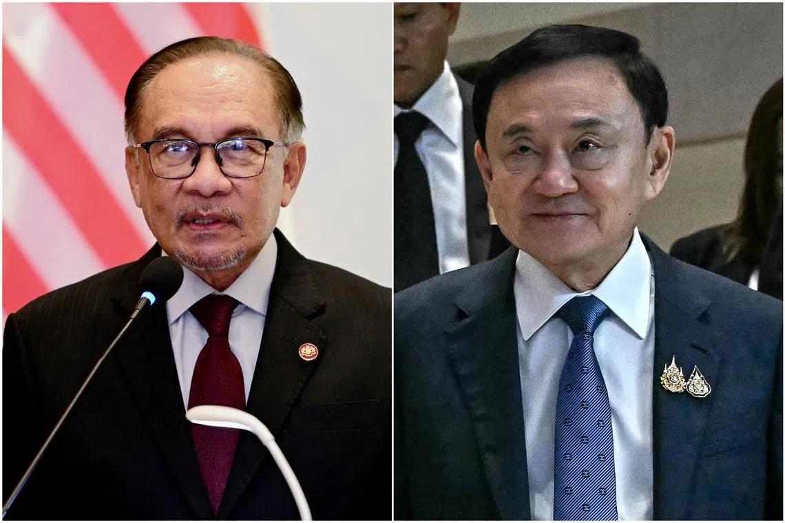 Malaysian Prime Minister Anwar Ibrahim (left) met former Thai leader Thaksin Shinawatra on Dec 26 and discussed critical regional priorities.