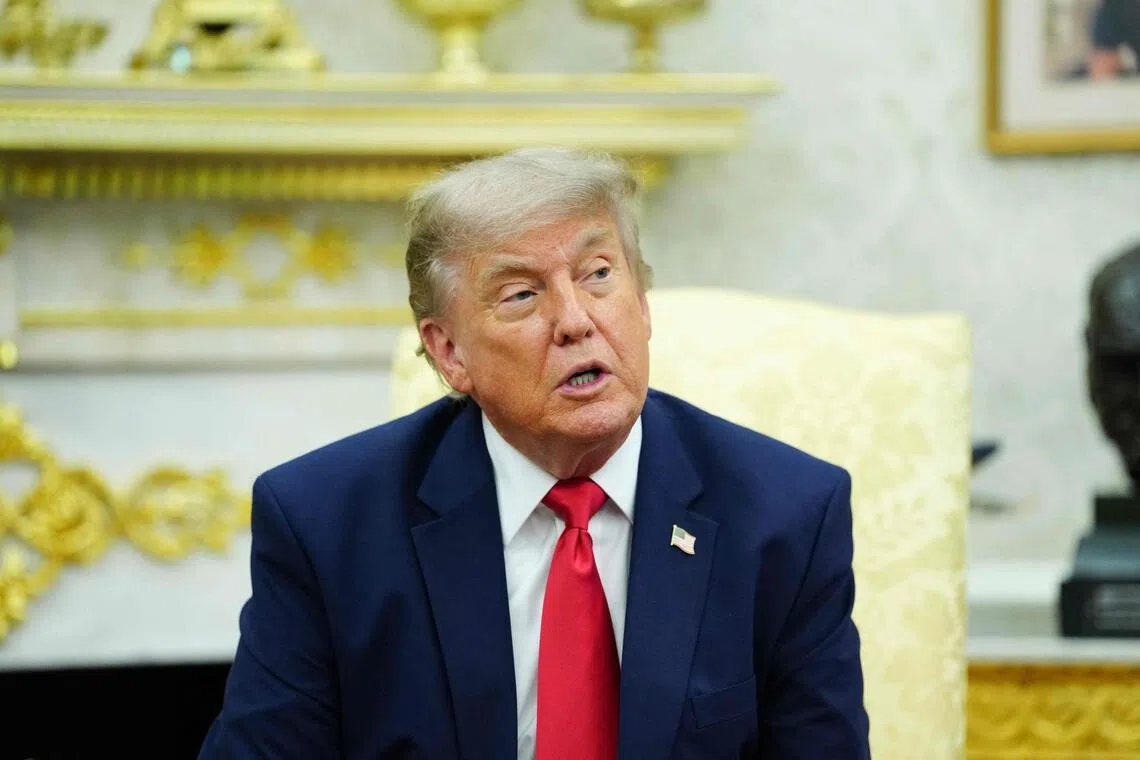 US President Donald Trump speaks during a meeting with NATO Secretary General Mark Rutte in the Oval Office of the White House in Washington, DC, on June 24, 2026. (Photo by Aaron Schwartz / AFP)