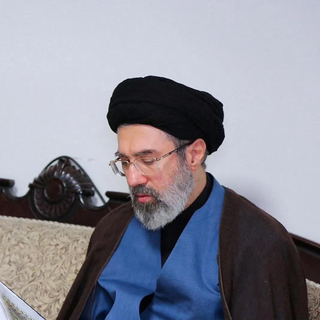 FILE PHOTO: Mojtaba Khamenei, the second son of Iran's late Supreme Leader Ayatollah Ali Khamenei, visits Hezbollah's office in Tehran, Iran, October 1, 2024. Office of the Iranian Supreme Leader/WANA (West Asia News Agency)/Handout via REUTERS/File Photo