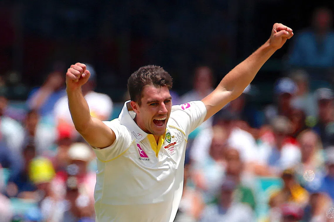 FILE PHOTO: Cricket - Ashes test match - Australia v England - SCG, Sydney, Australia, January 4, 2018. Australia's Pat Cummins celebrates after dismissing England's Mark Stoneman during the first day of the fifth Ashes cricket test match.    REUTERS/David Gray/File Photo