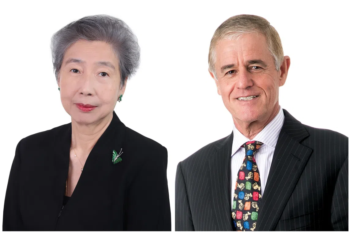 Ms Teo Swee Lian (left) has been named as chairman-designate to succeed Mr Simon Israel.