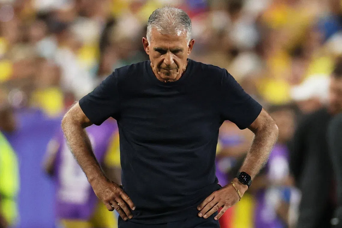 FILE PHOTO: Soccer Football - FIFA World Cup 2026 - Round of 32 - Colombia v Ghana - Kansas City Stadium, Kansas City, Missouri, U.S. - July 3, 2026 Ghana coach Carlos Queiroz looks dejected REUTERS/Siphiwe Sibeko/File Photo
