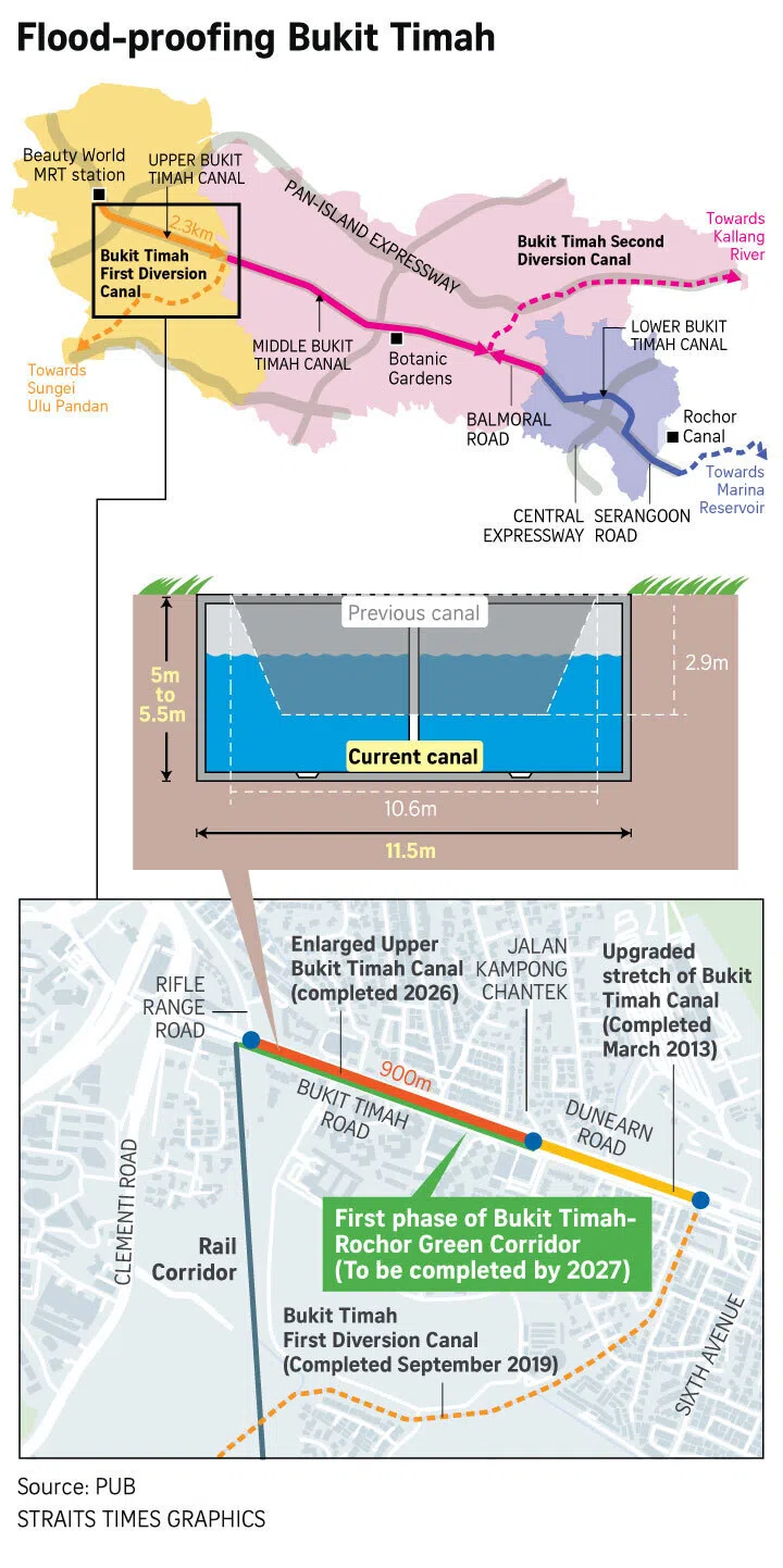 Graphic map of flood-proofing Bukit Timah.