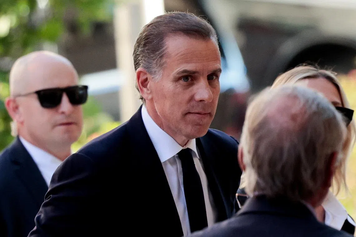 Hunter Biden, son of U.S. President Joe Biden, arrives at the federal court for his trial on criminal gun charges, in Wilmington, Delaware, U.S., June 10, 2024. REUTERS/Hannah Beier