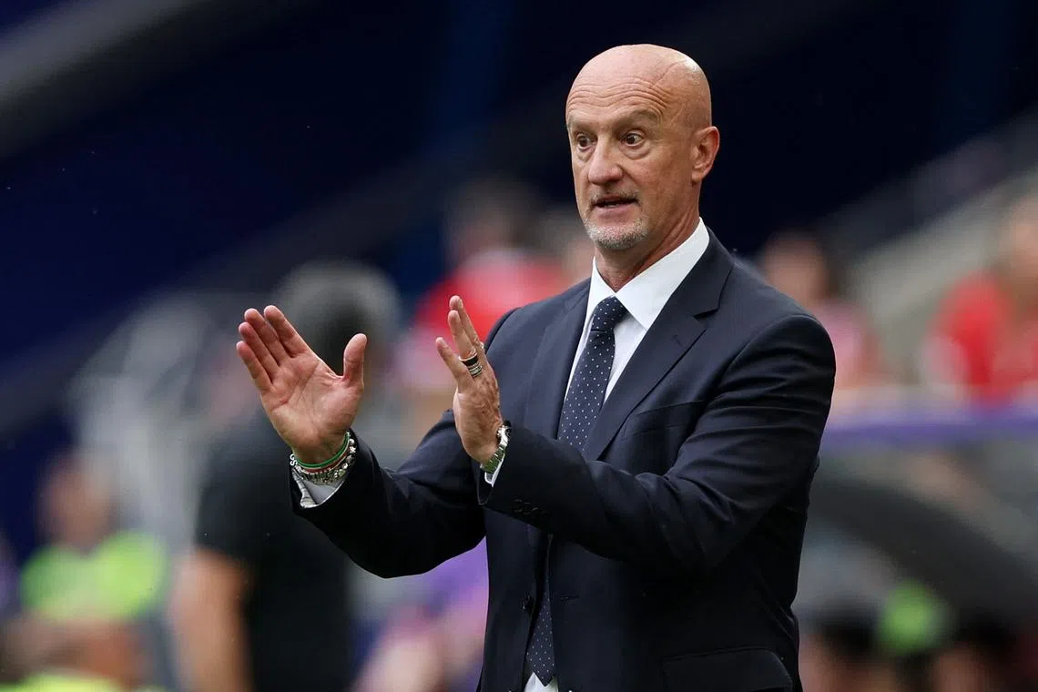 FILE PHOTO: Soccer Football - Euro 2024 - Group A - Hungary v Switzerland - Cologne Stadium, Cologne, Germany - June 15, 2024 Hungary coach Marco Rossi reacts REUTERS/Thilo Schmuelgen/File Photo