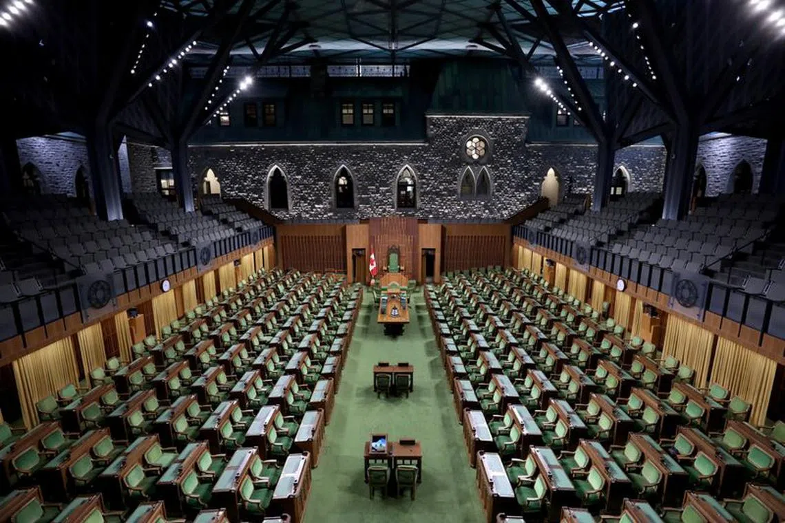 FILE PHOTO: A view shows the interim House of Commons in the West Block before the start of daily proceedings on Parliament Hill in Ottawa, Ontario, Canada, January 28, 2019. REUTERS/Chris Wattie/File Photo