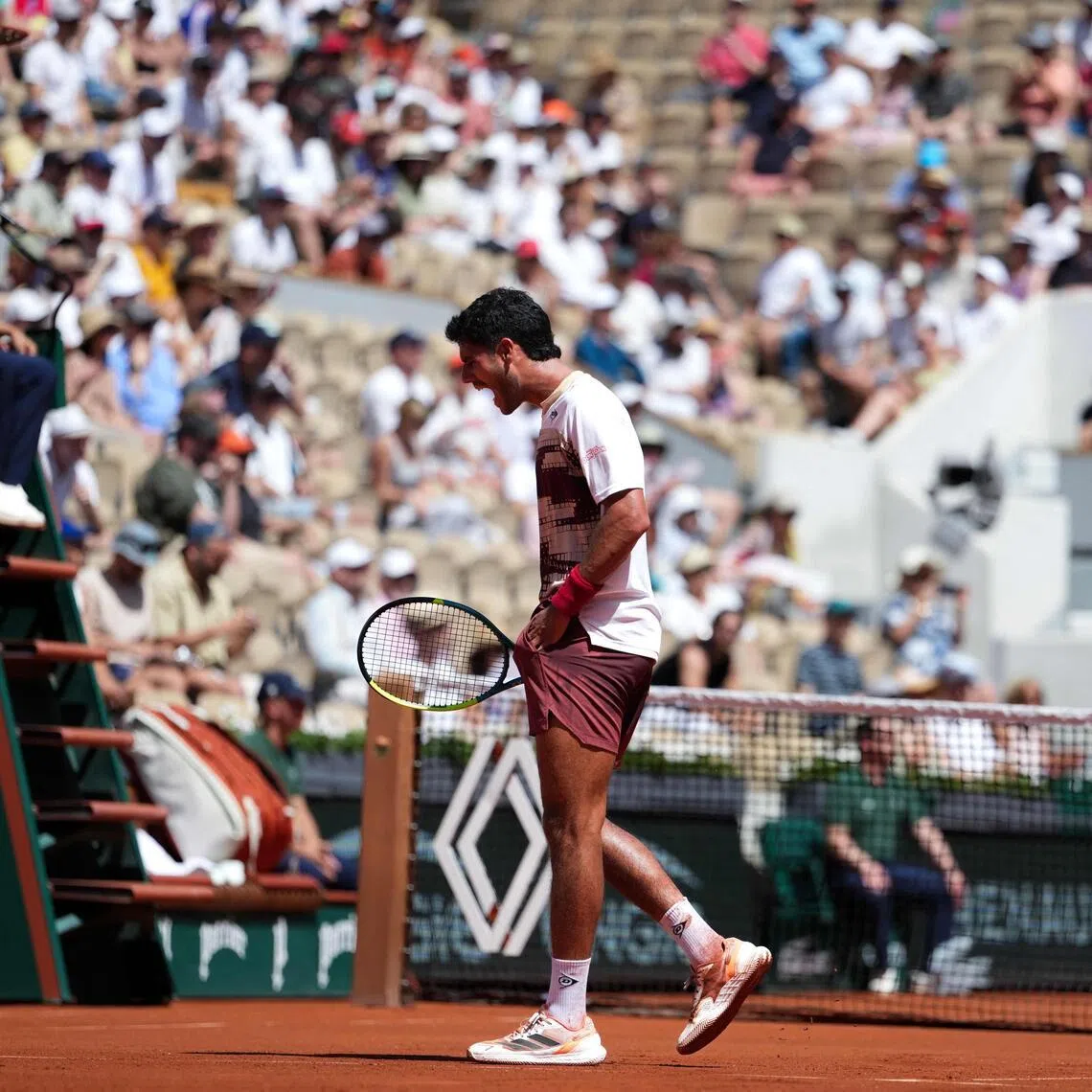 Paraguay's Adolfo Daniel Vallejo suggested women lack the courage to umpire rowdy crowds, after losing 6-3 7-5 3-6 2-6 7-6 (10-8) to France’s Moise Kouame.