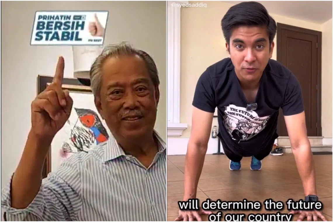 Election candidates like former PM Muhyiddin Yassin (left) and Muar MP Syed Saddiq have jumped on the TikTok bandwagon.