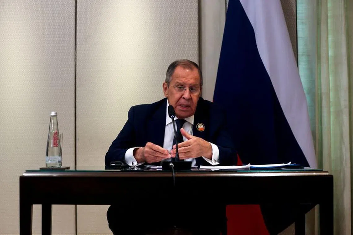 Russian Foreign Minister Sergei Lavrov speaks at a press conference, during the G20 summit, in New Delhi, India, September 10, 2023. REUTERS/Francis Mascarenhas