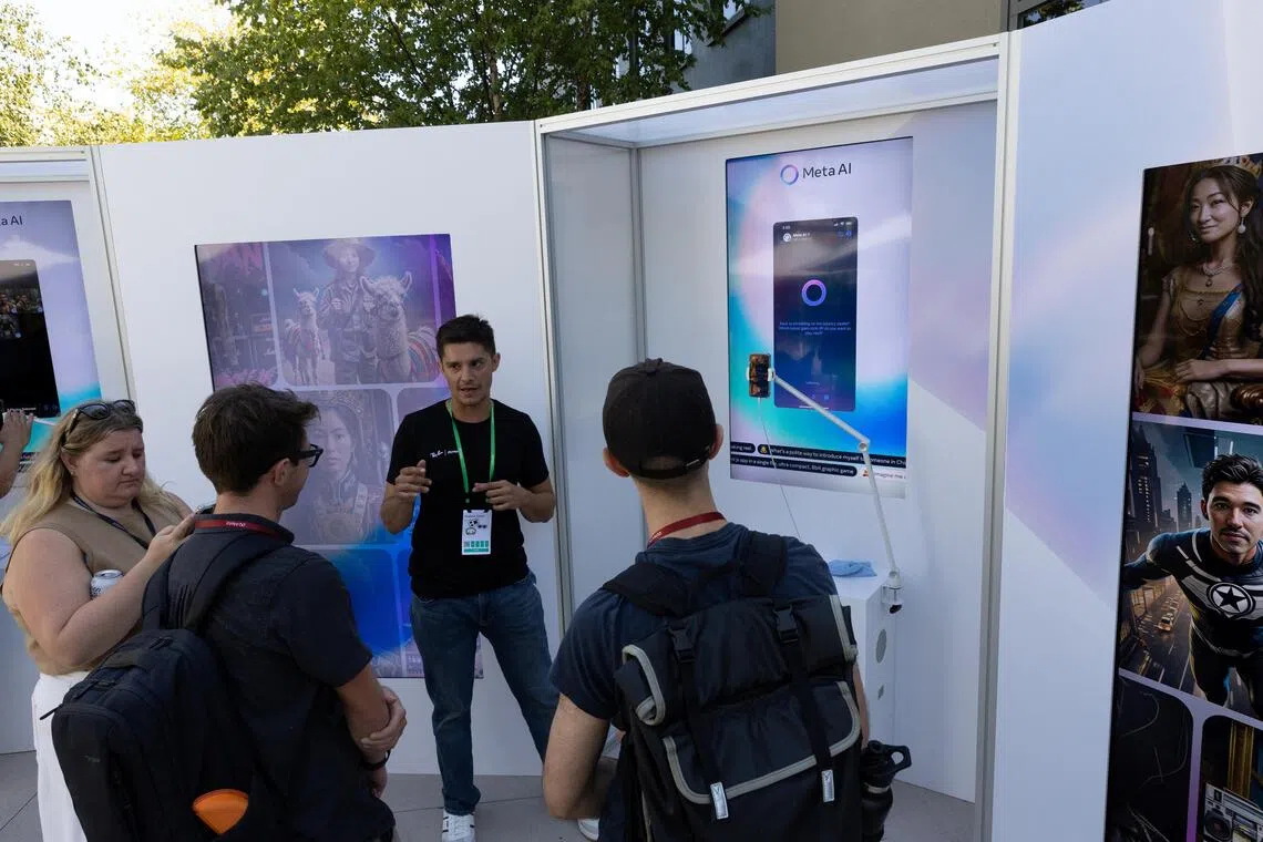 Content creators test Meta AI 3.1 features at the Meta Connect annual event at the company's headquarters in Menlo Park, California, on Sept 24.