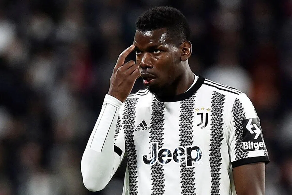 FILE PHOTO: Soccer Football - Europa League - Semi Final - First Leg - Juventus v Sevilla - Allianz Stadium, Turin, Italy - May 11, 2023 Juventus' Paul Pogba reacts REUTERS/Massimo Pinca/File Photo