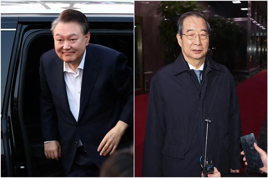 South Korean Prime Minister Han Duck-soo (right) was impeached in December 2024 over his alleged involvement in President Yoon Suk Yeol’s martial law declaration.