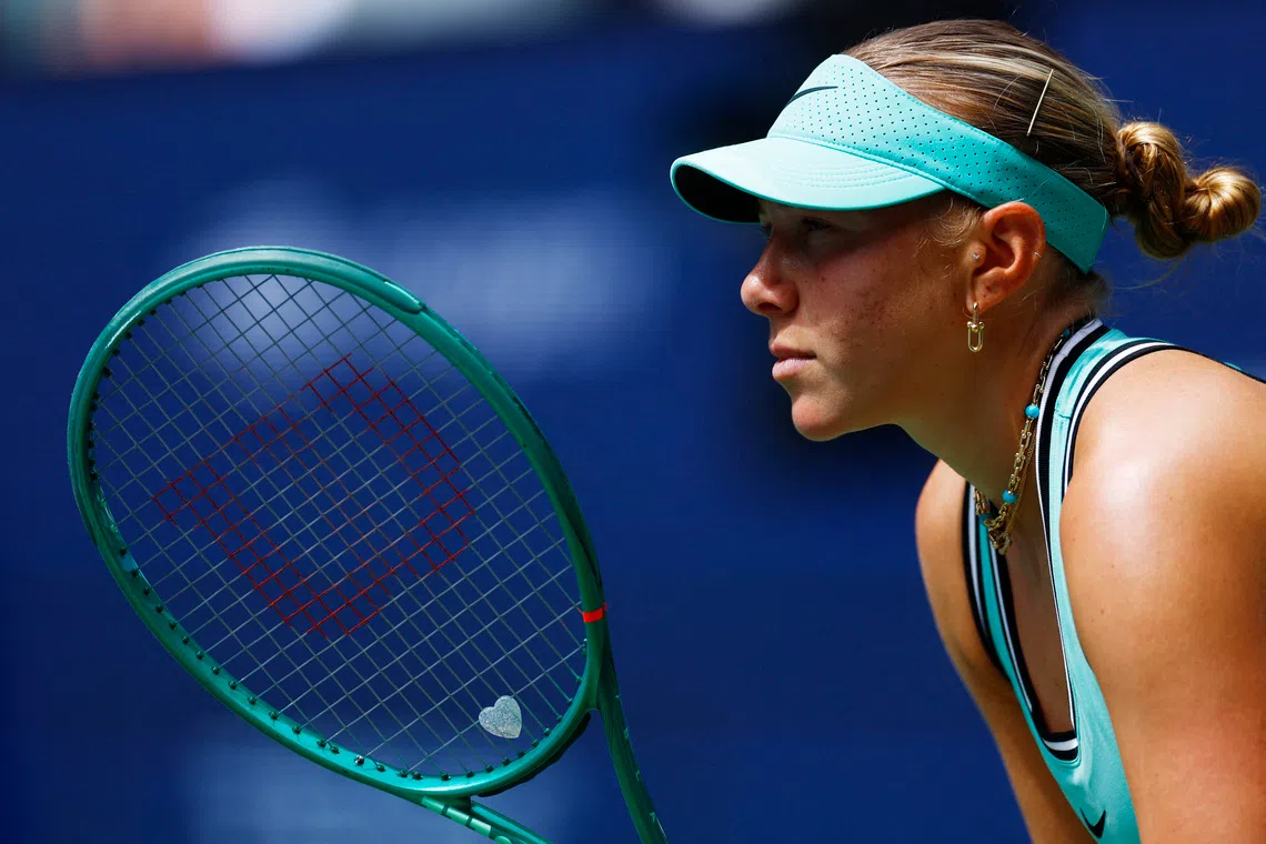 Amanda Anisimova (pictured) of the US during her third round match against Austria’s Anastasia Potapova at the US Open in New York, on Sept 5.