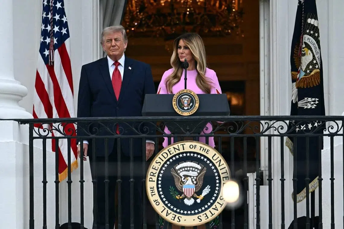 US President Donald Trump (left) and First Lady Melania Trump during the Congressional Picnic on the South Lawn of the White House on May 19.