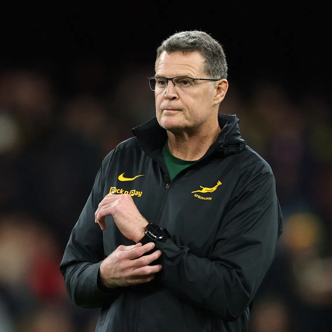 FILE PHOTO: Rugby Union - Autumn Internationals - Wales v South Africa - Principality Stadium, Cardiff, Wales, Britain - November 29, 2025 South Africa head coach Rassie Erasmus before the match Action Images via Reuters/Andrew Boyers/File Photo1