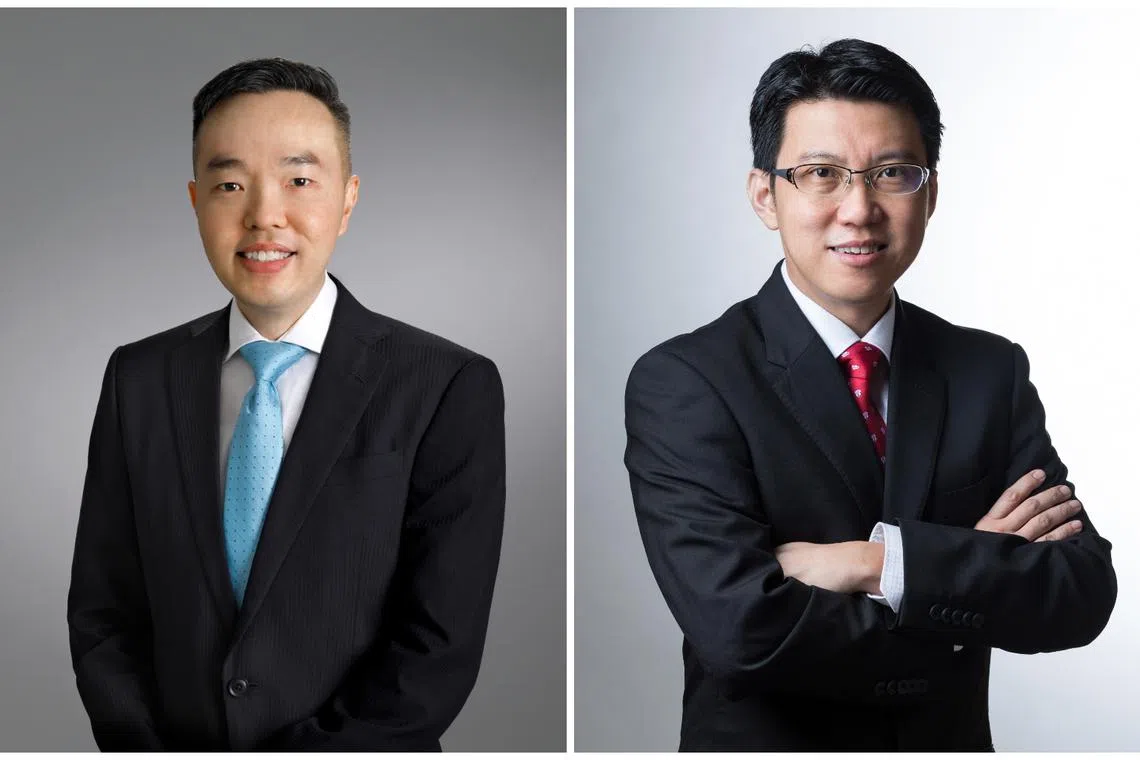 From Jan 1, 2025, Associate Professor Gan Wee Hoe (left) will be appointed pro-tem chief executive and Associate Professor Augustine Tee will be appointed pro-tem medical board chairman.