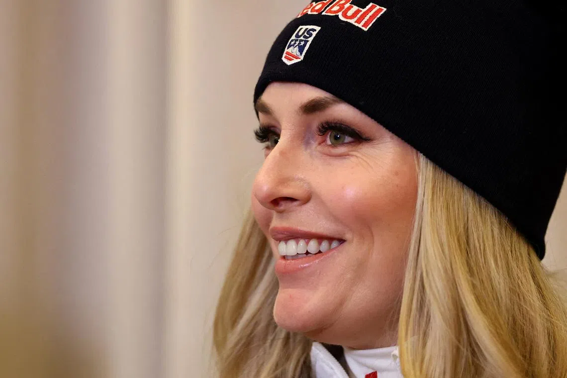 FILE PHOTO: Alpine Skiing - FIS Alpine Ski World Cup - Lindsey Vonn press conference - St. Moritz, Switzerland - December 10, 2025 Lindsey Vonn of the U.S. during the press conference REUTERS/Denis Balibouse/File Photo