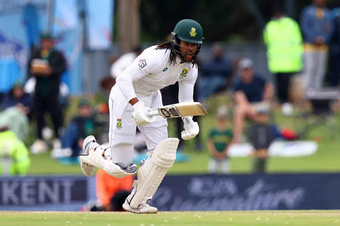 Cricket - First Test - South Africa v India - SuperSport Park Cricket Stadium, Centurion, South Africa - December 27, 2023 South Africa’s Tony de Zorzi in action REUTERS/Esa Alexander