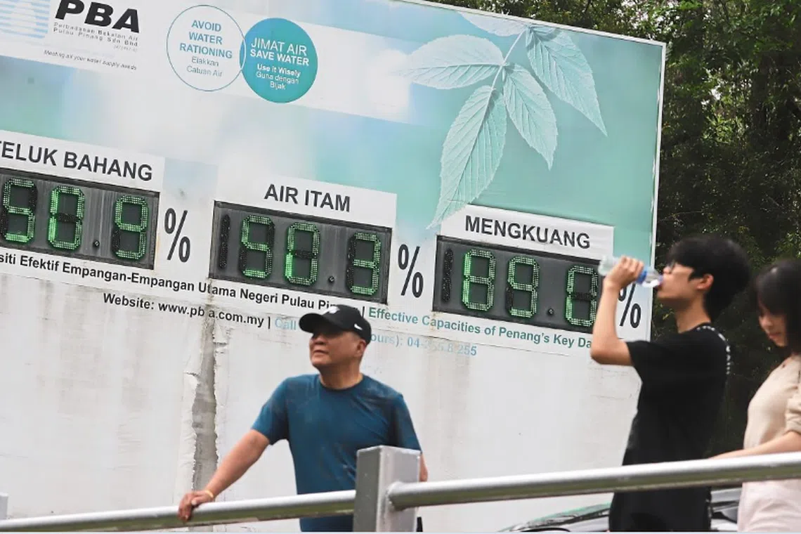 Water levels at both dams on Penang island have dropped to about half their capacity.  