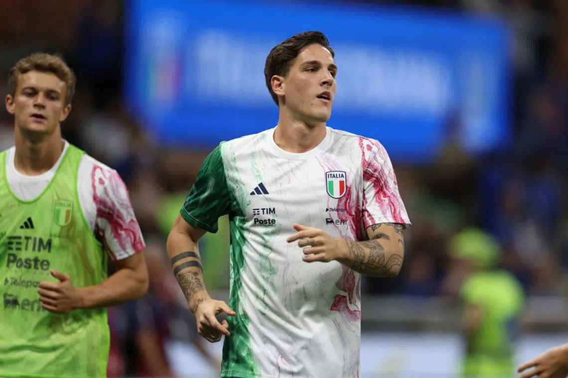 FILE PHOTO: Soccer Football - Euro 2024 Qualifier - Group C - Italy v Ukraine - San Siro, Milan, Italy - September 12, 2023 Italy's Nicolo Zaniolo during the warm up before the match REUTERS/Claudia Greco/File Photo