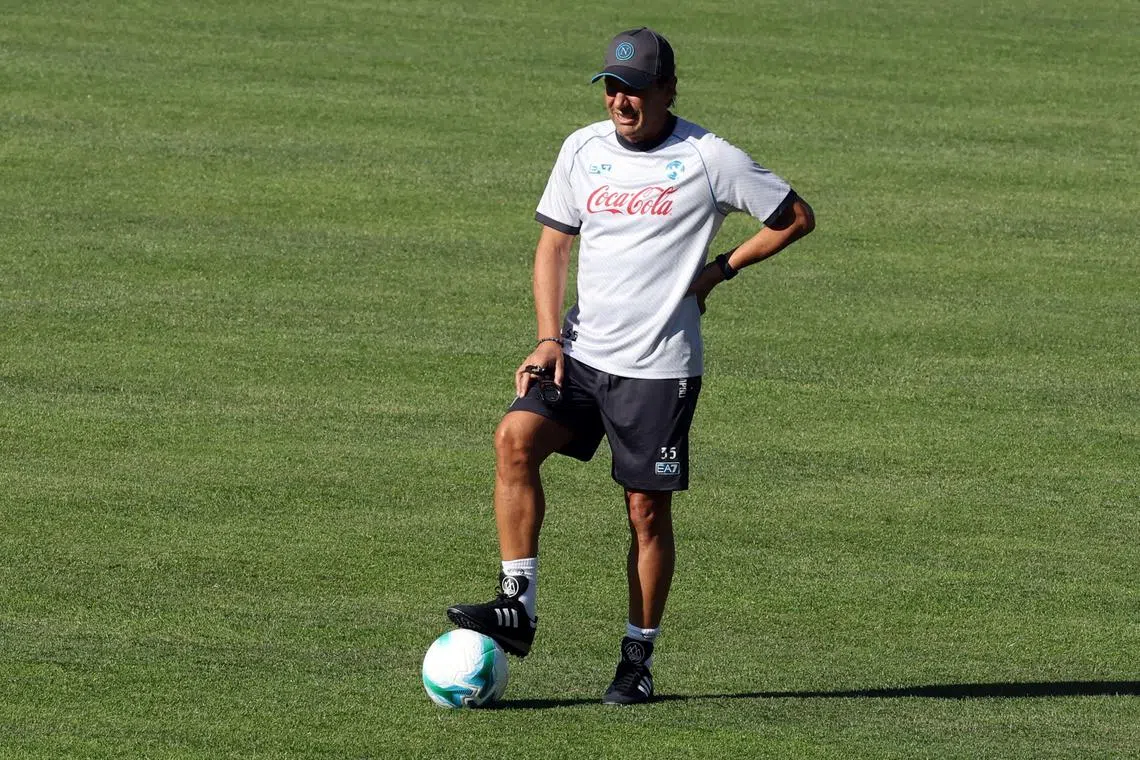 FILE PHOTO: Soccer Football - Napoli Training - Stadio di Carciato, Dimaro, Italy - July 17, 2025 Napoli coach Antonio Conte during training REUTERS/Ciro De Luca/File Photo