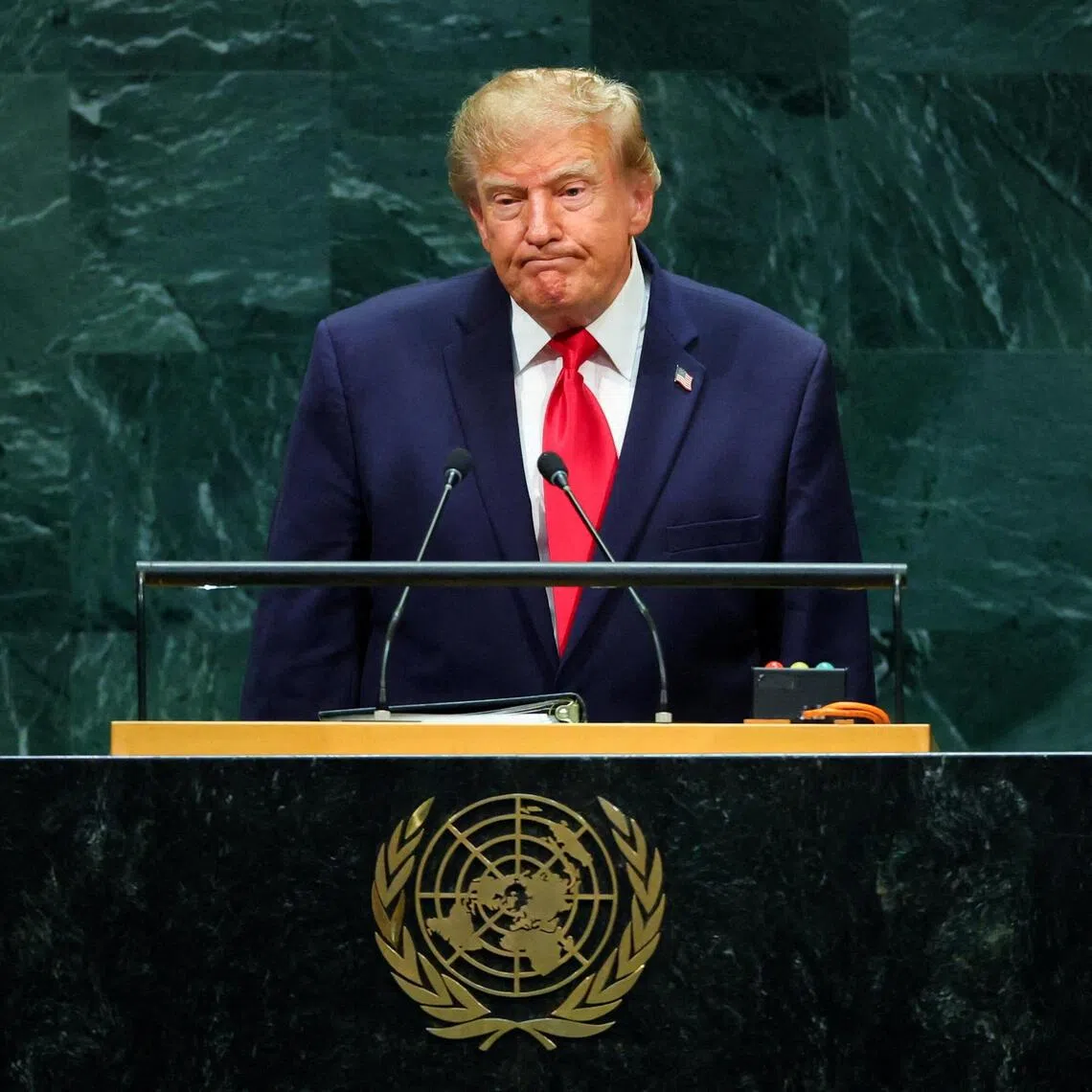 US President Donald Trump addressing the United Nations General Assembly in New York on Sept 22.