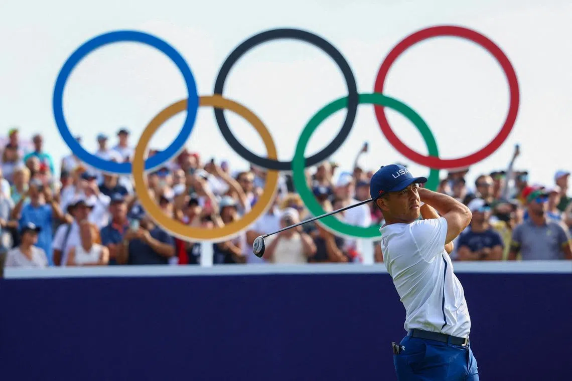 Paris 2024 Olympics - Golf - Men's Round 2 - Le Golf National, Guyancourt, France - August 02, 2024. Xander Schauffele of the U.S. in action. REUTERS/Matthew Childs