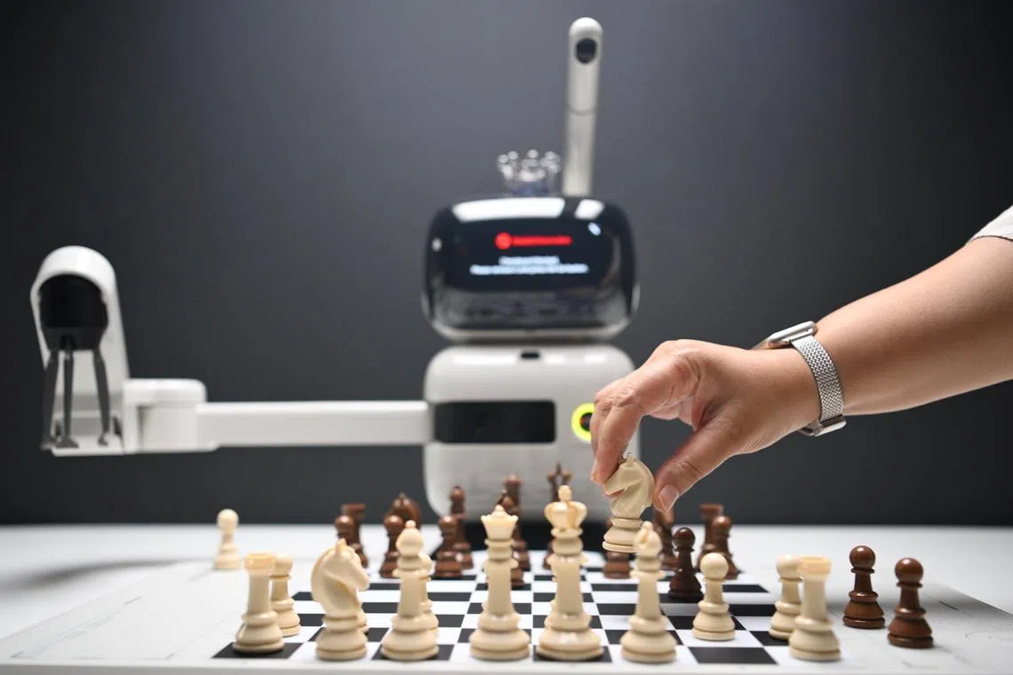 ST20250901_202590200855 Azmi Athni sfplay03//

An AI-powered robot which plays chess on display at the Asian Civilisations Museum new exhibition Let's Play which focuses on ancient games from Asia on Sep 1, 2025. 

ST PHOTO: AZMI ATHNI