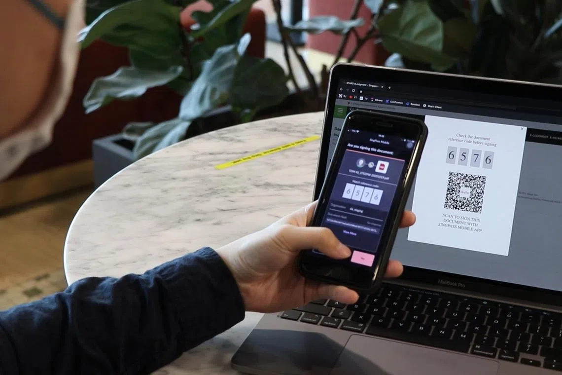 Singpass allows users to digitally sign documents using the Singpass app by scanning a QR code.