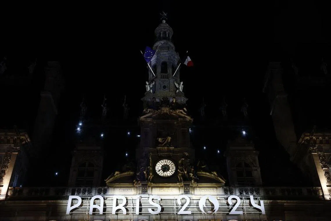 Olympics - Christmas village in the colours of the Olympic and Paralympic Games in Paris - Paris City Hall, Paris, France - November 28, 2023  General view of a Paris 2024 sign in the village REUTERS/Christian Hartmann/ File photo