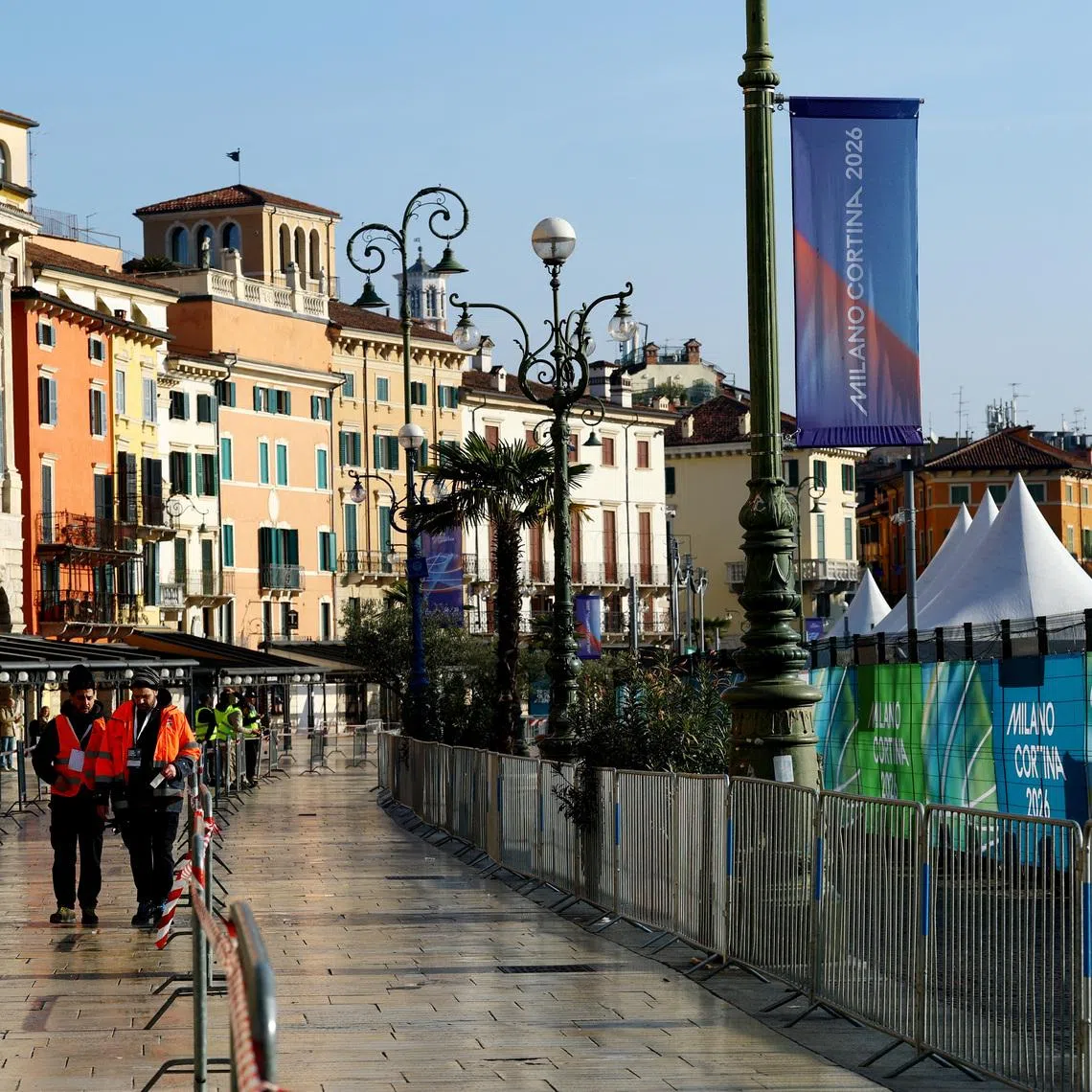 Milano Cortina 2026 Olympics - Ceremonies - Closing Ceremony - Verona Olympic Arena, Verona, Italy - February 22, 2026. General view outside the arena ahead of the closing ceremony REUTERS/Lisi Niesner