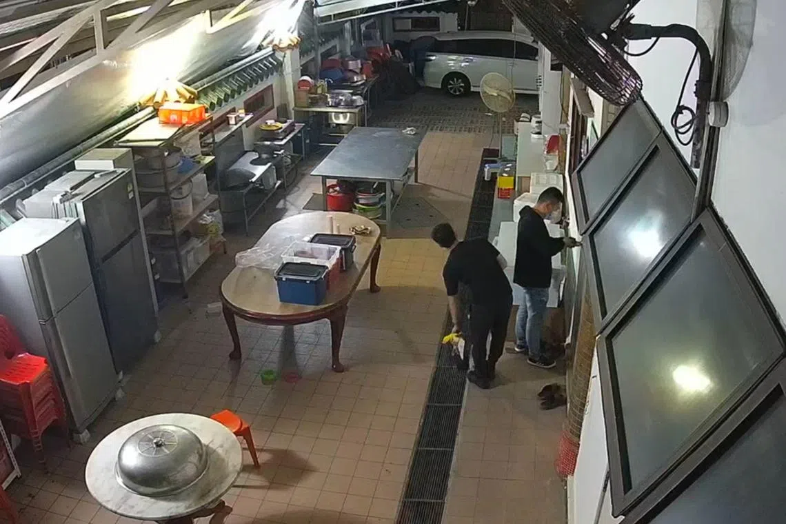 CCTV footage taken at Hoon Sian Keng temple showed two suspects picking the locks of the temple’s doors at 1.50am on Sept 2.