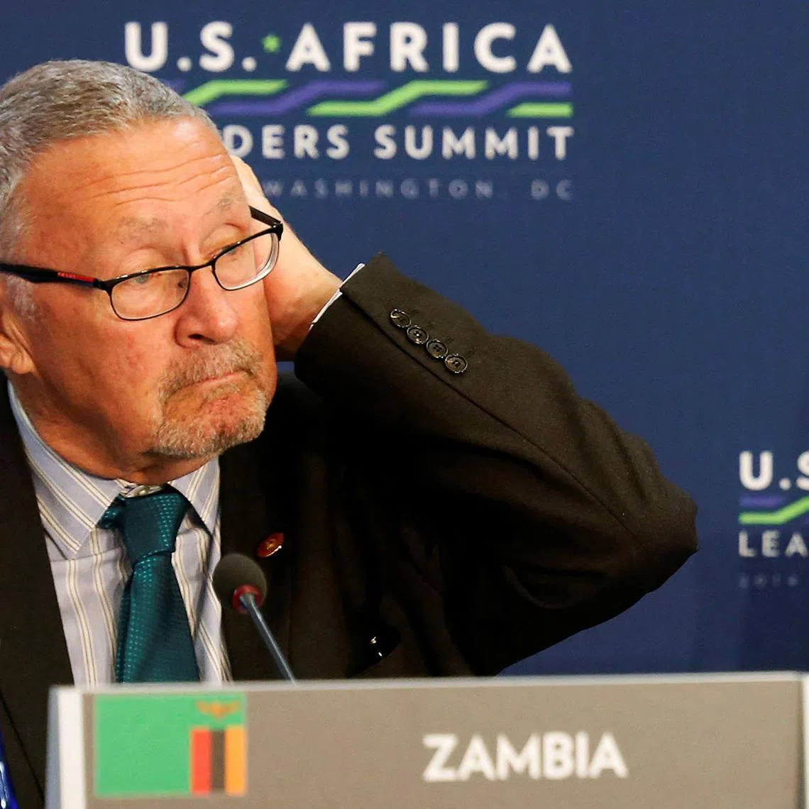 FILE PHOTO: Zambia's Vice President Guy Scott at the first Leaders' Session of the U.S.-Africa Leaders Summit, at the State Department in Washington, in this August 6, 2014 file picture.   REUTERS/Larry Downing/Files/File Photo