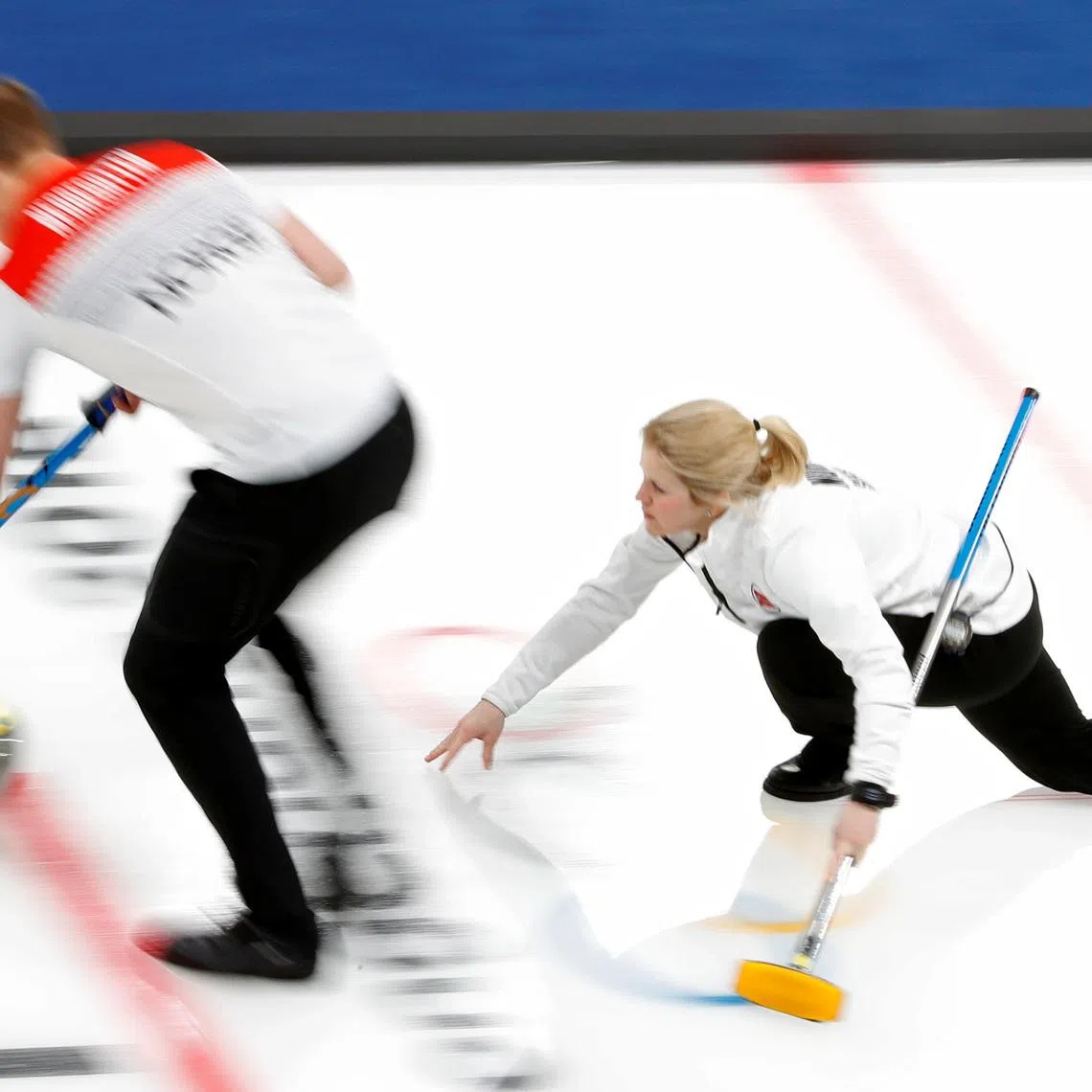 Curling – Pyeongchang 2018 Winter Olympics – Mixed Doubles Semi-final - Canada v Norway - Gangneung Curling Center - Gangneung, South Korea – February 12, 2018 -  Kristin Skaslien and Magnus Nedregotten of Norway. REUTERS/Cathal McNaughton