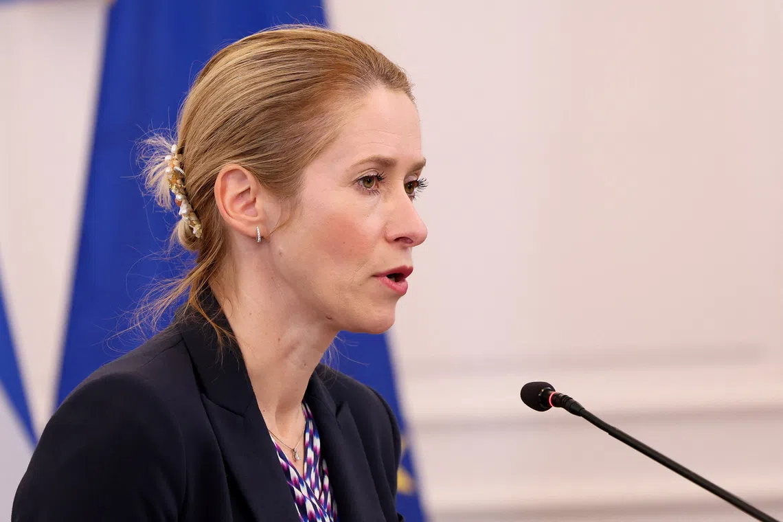 European Union High Representative for Foreign Affairs and Security Policy and European Commission Vice-President Kaja Kallas speaks in Athens, Greece, November 6, 2025. REUTERS/Stelios Misinas/File Photo