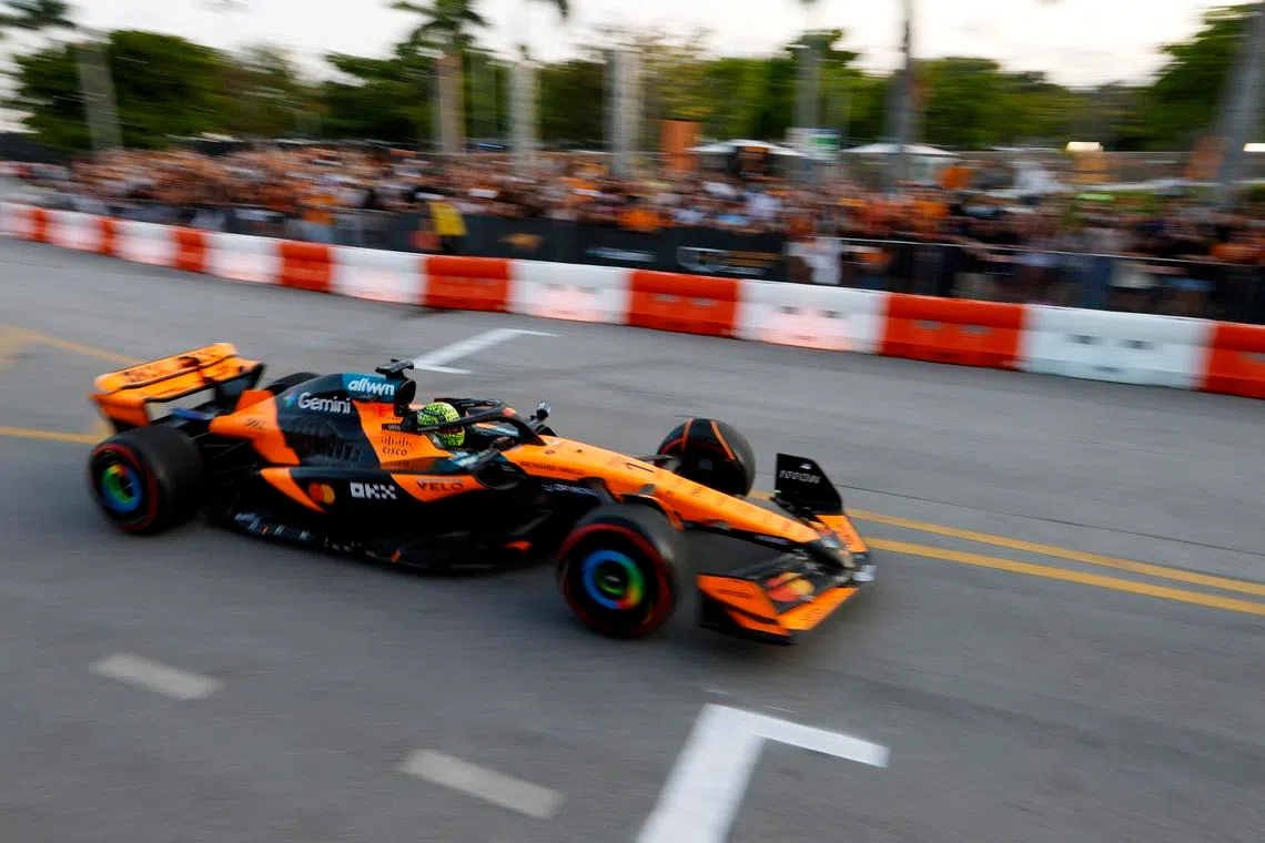 Formula One F1 - McLaren Racing Showrun event ahead of Miami Grand Prix - Regatta Harbour Park, Miami, Florida, United States - April 29, 2026 The MCL60 is driven by Lando Norris during the event REUTERS/Marco Bello