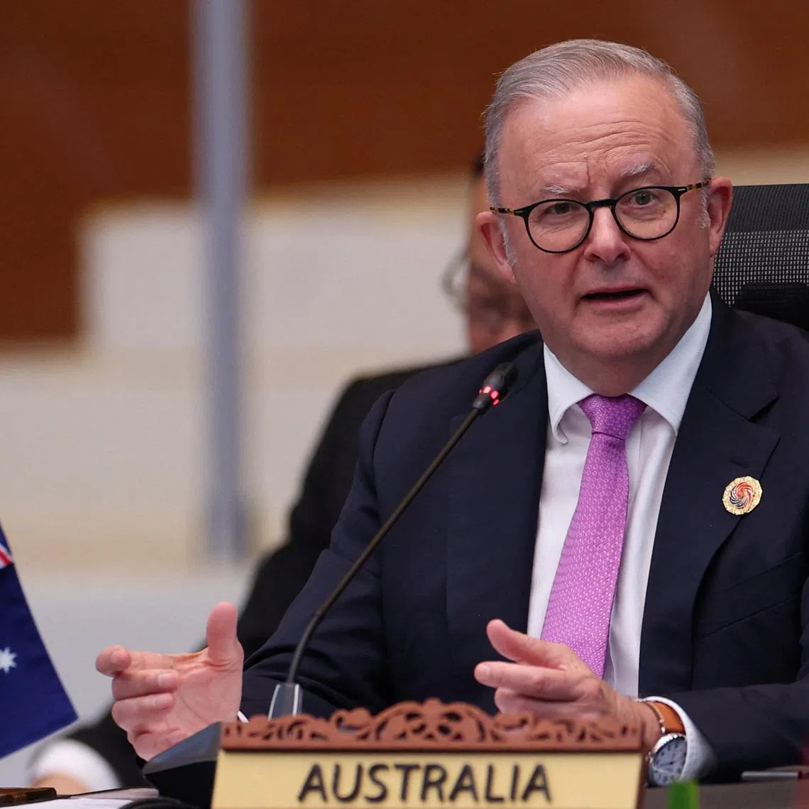 Australian Prime Minister Anthony Albanese speaks during the 5th ASEAN-Australia Summit as part of the 47th ASEAN Leaders' Summit, in Kuala Lumpur, Malaysia, October 28, 2025. REUTERS/Chalinee Thirasupa/Pool